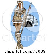 Pinup Eskimo Woman Standing By An Igloo