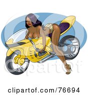 Poster, Art Print Of Pinup Woman Leaning Over Her Moped