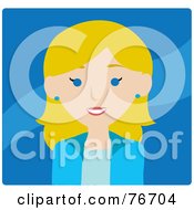 Poster, Art Print Of Friendly Blond Caucasian Woman Avatar Over Blue