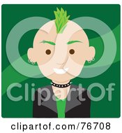 Poster, Art Print Of Caucasian Punk Avatar Man With Green Hair