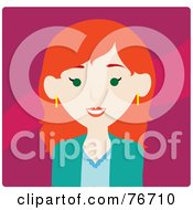Poster, Art Print Of Red Haired Caucasian Woman Avatar On Pink