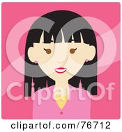 Poster, Art Print Of Friendly Asian Woman Avatar On Pink