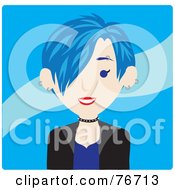 Poster, Art Print Of Caucasian Punk Avatar Woman With Blue Hair