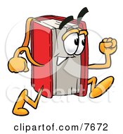 Poster, Art Print Of Red Book Mascot Cartoon Character Running