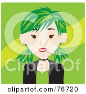 Poster, Art Print Of Caucasian Punk Avatar Woman With Green Hair