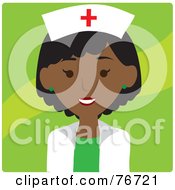 Royalty Free RF Clipart Illustration Of A Black Avatar Nurse Woman Over Red by Rosie Piter