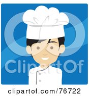 Royalty Free RF Clipart Illustration Of An Asian Avatar Chef Man Over Blue by Rosie Piter