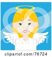 Poster, Art Print Of Blond Caucasian Female Avatar Angel Over Blue
