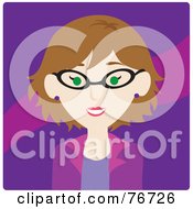 Royalty Free RF Clipart Illustration Of A Brunette Caucasian Avatar Woman Wearing Glasses by Rosie Piter