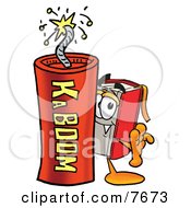 Poster, Art Print Of Red Book Mascot Cartoon Character Standing With A Lit Stick Of Dynamite