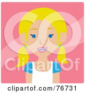 Poster, Art Print Of Blond Caucasian Girl Avatar With Braces