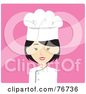 Poster, Art Print Of Asian Avatar Chef Woman Over Pink