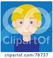 Poster, Art Print Of Friendly Blond Haired Caucasian Man Avatar Over Blue