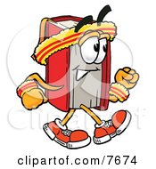 Poster, Art Print Of Red Book Mascot Cartoon Character Speed Walking Or Jogging