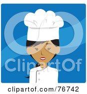 Royalty Free RF Clipart Illustration Of A Hispanic Avatar Chef Woman Over Blue by Rosie Piter