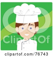 Royalty Free RF Clipart Illustration Of A Brunette Caucasian Avatar Chef Man Over Green