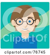 Royalty Free RF Clipart Illustration Of A Brunette Caucasian Boy Avatar With Braces