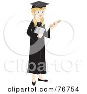 Poster, Art Print Of Blond Caucasian Female Graduate Holding Her Diploma And A Book