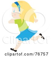Royalty Free RF Clipart Illustration Of A Happy Blond Caucasian Girl Running