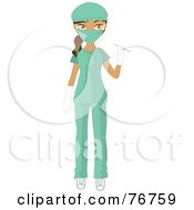 Royalty Free RF Clipart Illustration Of A Female Hispanic Medical Or Veterinary Surgeon In Green Scrubs