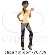 Black School Teacher Woman Holding An Apple