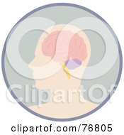 Royalty Free RF Clipart Illustration Of A Profiled Human Head And Brain In A Circle by Rosie Piter