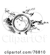 Royalty Free RF Clipart Illustration Of A Black And White Earth Over A Sponge Paint Splatter
