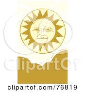 Poster, Art Print Of Pleasant Yellow Sun Face Above Clouds