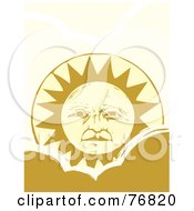 Pleasant Yellow Sun Face Rising Over A Cloud