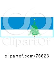 Poster, Art Print Of Painted Evergreen Christmas Tree Over A Blue And White Background