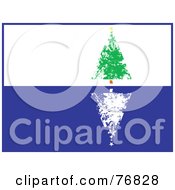 Poster, Art Print Of Evergreen Christmas Tree With A White Reflection Over Blue And White