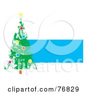 Poster, Art Print Of Painted Christmas Tree Over A Blue Text Box