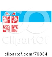 Poster, Art Print Of Red And White Christmas Gift On A White And Blue Background