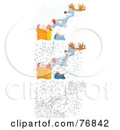 Poster, Art Print Of Digital Collage Of A Reindeer Pulling A Stuck Santa Out Of A Chimney In The Snow Airbrushed Cartoon And Outline