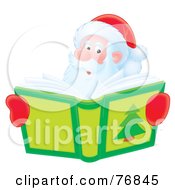 Poster, Art Print Of Airbrushed Santa Smiling Over A Christmas Story Book