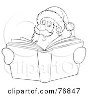Poster, Art Print Of Outlined Santa Smiling Over A Christmas Story Book