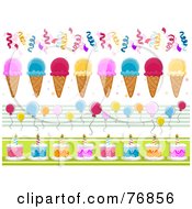 Royalty Free RF Clipart Illustration Of A Digital Collage Of Bday Party Borders by BNP Design Studio