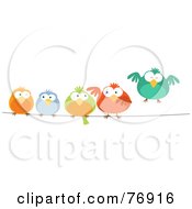 Royalty Free RF Clipart Illustration Of A Row Of Colorful Birds On A Wire by Qiun #COLLC76916-0141