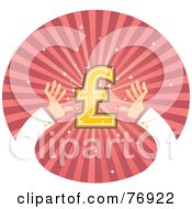 Royalty Free RF Clipart Illustration Of Hands Reaching For A Pound Symbol On A Pink Burst Circle by Qiun
