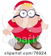 Poster, Art Print Of Nervous Chubby Boy Looking Up And Wearing A Santa Hat