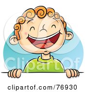 Poster, Art Print Of Happy Boy Laughing And Holding Up A Blank Sign