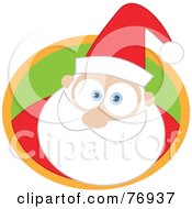 Poster, Art Print Of Big Eyed Santa In A Green And Orange Circle