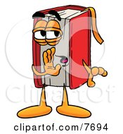 Clipart Picture Of A Red Book Mascot Cartoon Character Whispering And Gossiping