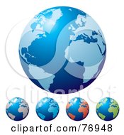 Royalty Free RF Clipart Illustration Of A Digital Collage Of Blue Globes With Pink Blue Orange And Green Continents