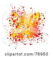 Poster, Art Print Of Messy Orange Yellow And Red Ink Splatter On White