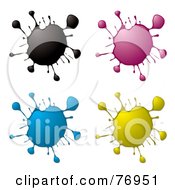 Digital Collage Of Cmyk Messy Ink Splatters