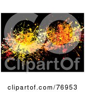 Poster, Art Print Of Messy Orange Yellow And Red Ink Splatters On Black