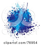 Royalty Free RF Clipart Illustration Of A Grungy Blue Ink Splatter On White by michaeltravers #COLLC76954-0111