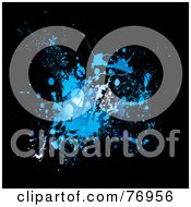 Poster, Art Print Of Messy Blue In Splatter On Black