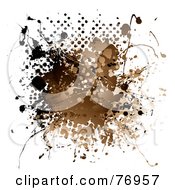 Royalty Free RF Clipart Illustration Of A Grungy Brown Ink Splatter With Halftone On White